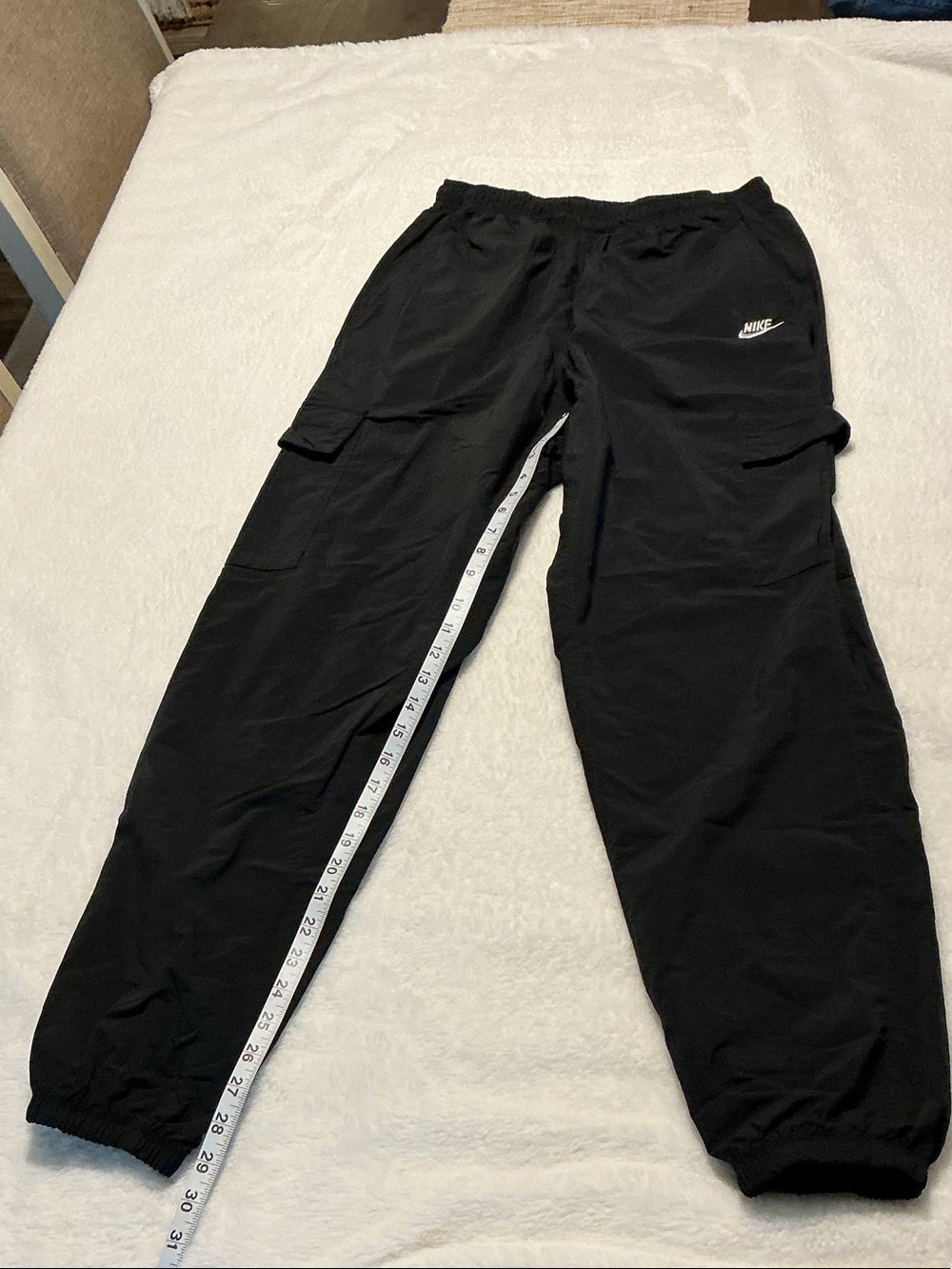 Nike Black Cargo Joggers with White Swoosh Logo